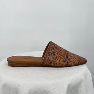 Women's Lucky Brand Woven Vegan Leather Mules Brown Shoes 10/42